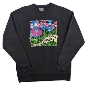 Vintage Flowers and Music Notes 90s Wildlife Nature Crewneck Size Large